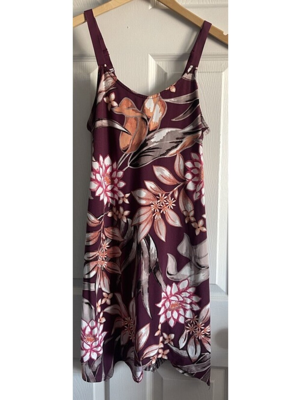 Lilac + London Nightgown Chemise S Sleeveless Floral Adjustable Asymmetrical Hem